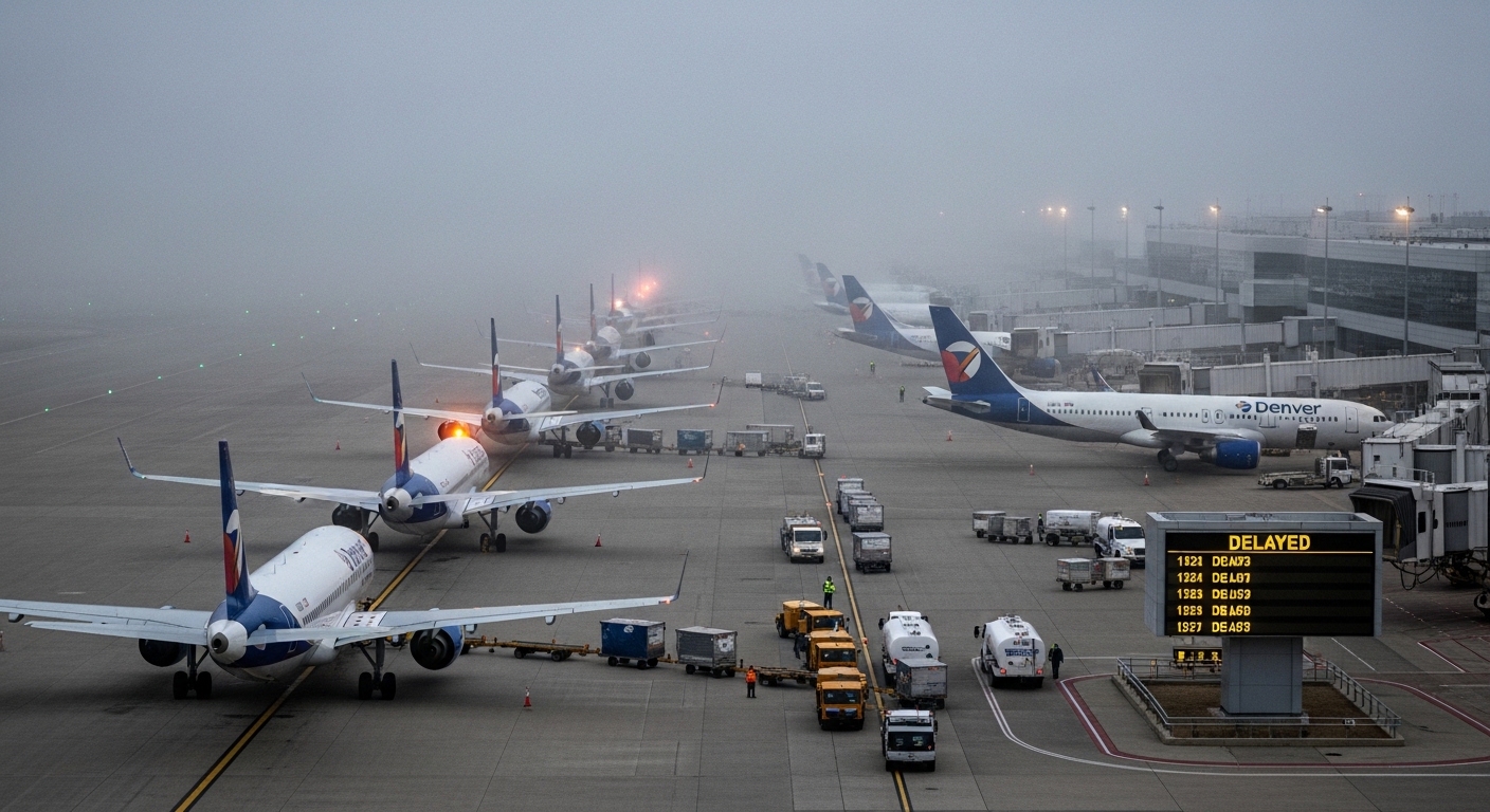 denver airport ground delay low visibility